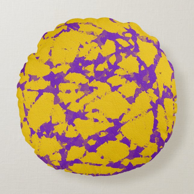 Coussins Ronds Teinture Tie-Dye Violet et Jaune (Devant)