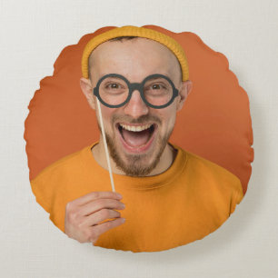 Coussins Ronds Téléverser votre photo drôle de selfie 
