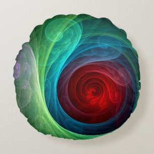 Coussins Ronds Tempête rouge Floral Art moderne Abstrait Motif co