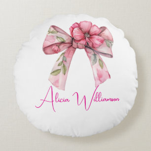 Coussins Ronds Tendance unique Mignon rose & vert Personnalisé 
