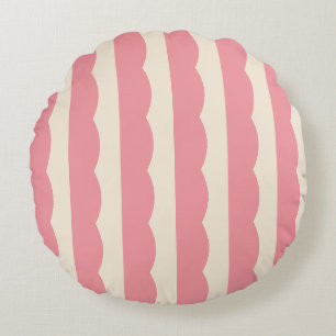Coussins Ronds Tente de cirque vintage rose et crème rayures fest
