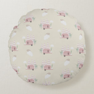 Coussins Ronds Tente Rose Motif Terreux