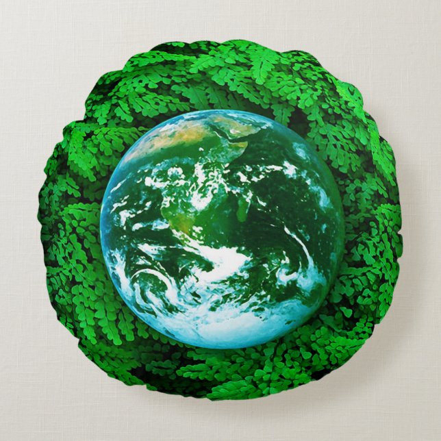 Coussins Ronds Terre verte - conscience écologique (Devant)