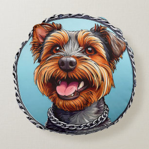 Coussins Ronds Térrier de Dessin Animé Chien Petit Adorable pour
