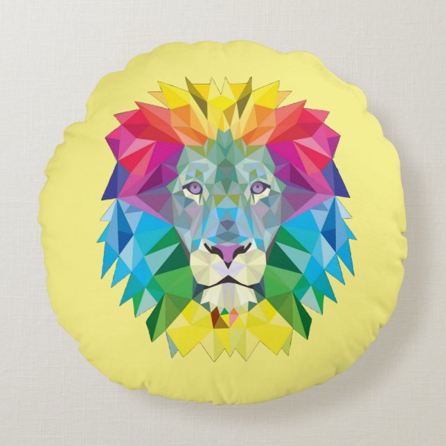 Coussins Ronds Tête de lion géométrique (Devant)