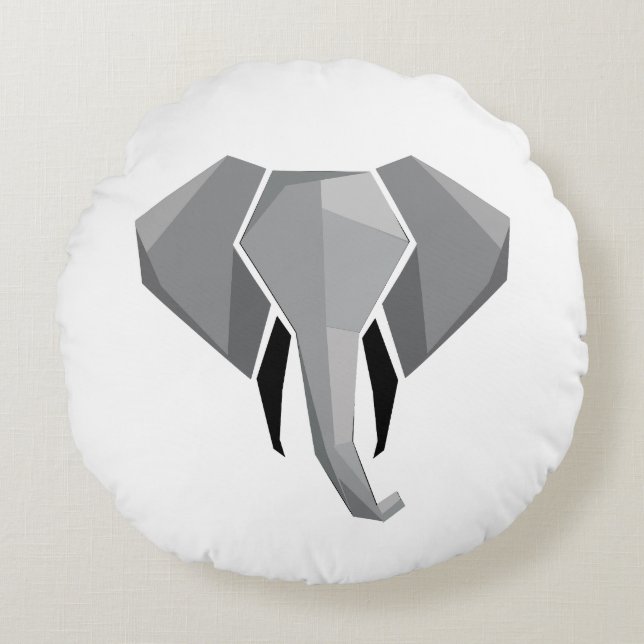 Coussins Ronds Tête d'éléphant géométrique  (Devant)