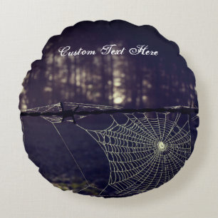 Coussins Ronds Texte personnalisé/ Automne Forêt Éffrayante Dépla