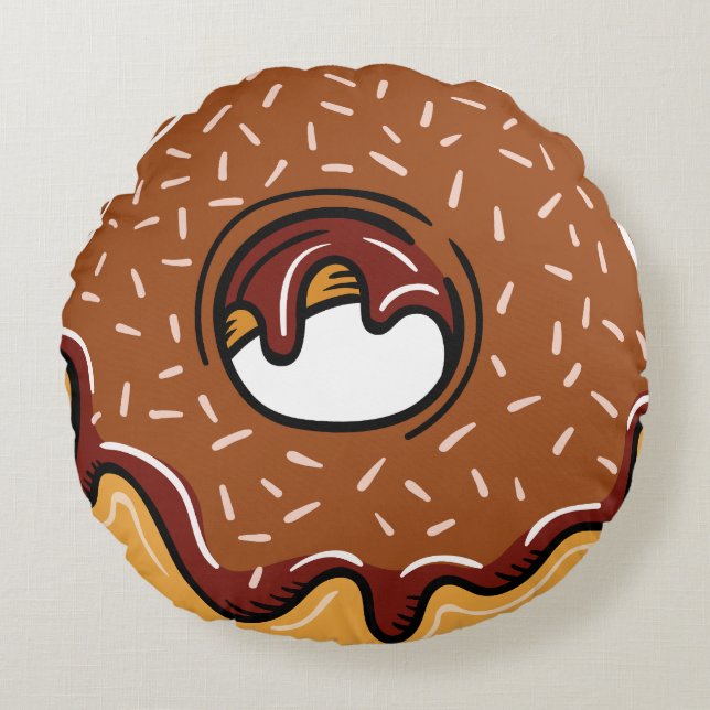 Coussins Ronds Texte personnalisé Illustration Donut lancer l'ore (Devant)