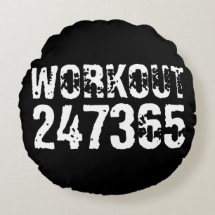 Coussins Ronds Texte usé et rayé Workout 247365 blanc