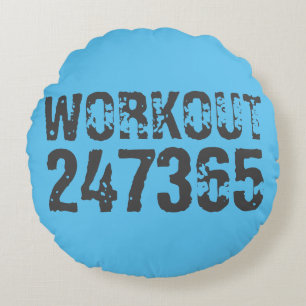 Coussins Ronds Texte usé et rayé Workout 247365 bleu