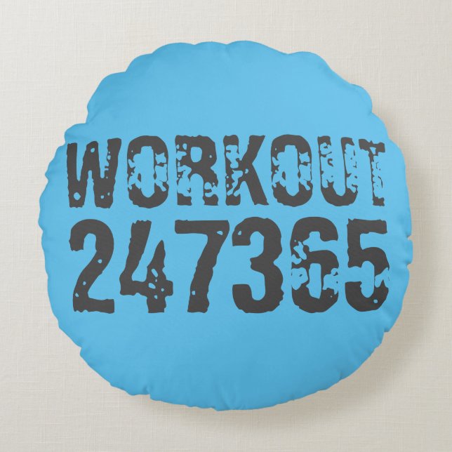 Coussins Ronds Texte usé et rayé Workout 247365 bleu (Devant)