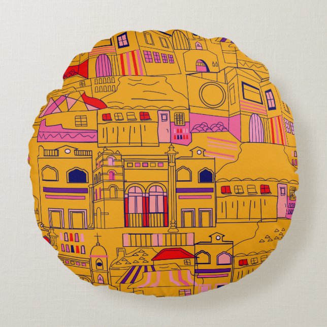 Coussins Ronds Textile mexicain Design Motif sans couture (Devant)