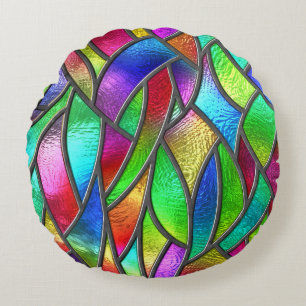 Coussins Ronds Texture 3D Motif en verre coloré