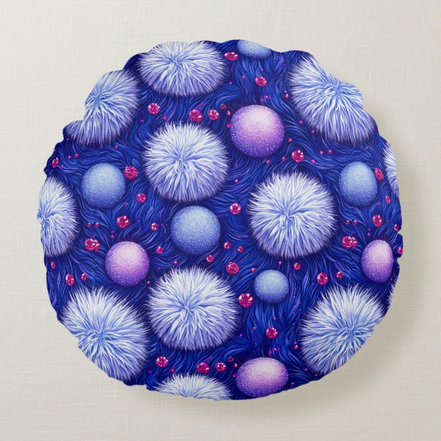 Coussins Ronds Texture Abstrait avec Orbes Brillantes et Flous (Devant)