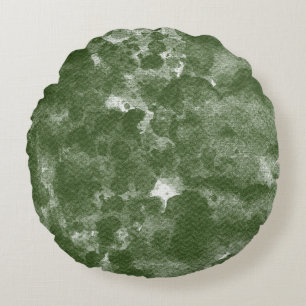 Coussins Ronds Texture aquarelle moderne olive profonde