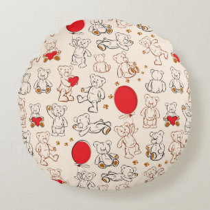 Coussins Ronds Texture avec Nounours