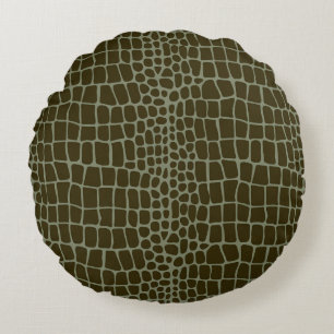 Coussins Ronds Texture classique en cuir de crocodile naturel