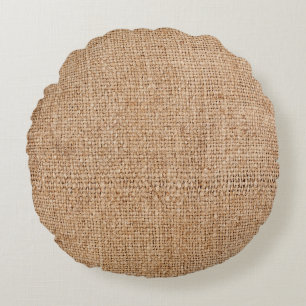 Coussins Ronds texture de burlap Brown, tissu rustique.