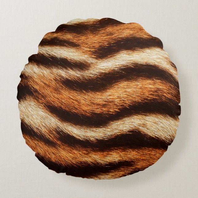 Coussins Ronds texture de fourrure de tigre (Devant)
