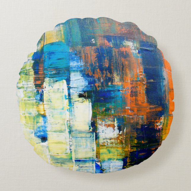 Coussins Ronds Texture de toile peinte. Ombrage rouge et bleu sur (Devant)