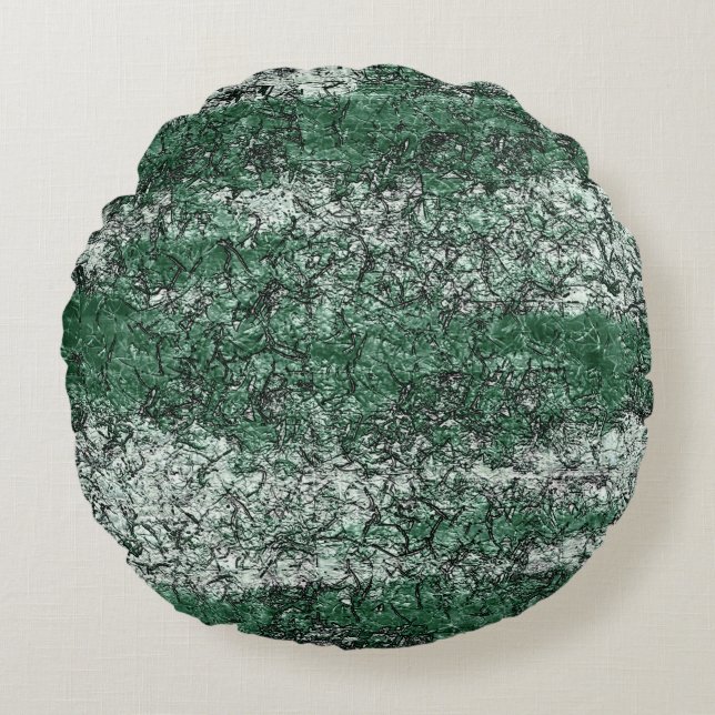 Coussins Ronds Texture d'huile verte sur bâtons et peluches (Devant)
