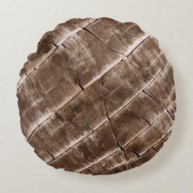 Coussins Ronds Texture du grain de bois (Devant)
