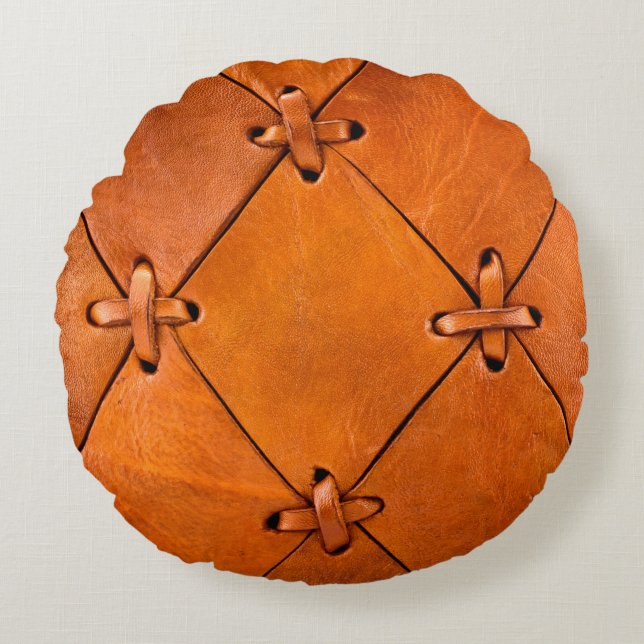 Coussins Ronds Texture en cuir. (Devant)