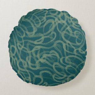 Coussins Ronds Texture étouffée complexe, abstraite turquoise