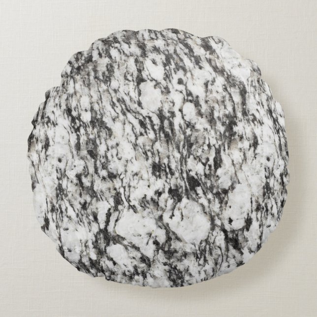 Coussins Ronds texture granite | Arrière - plan de marbre en noir (Devant)