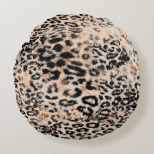 Coussins Ronds Texture léopard, motif poster de animal léopard