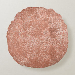 Coussins Ronds Texture Métallique Abstraite Or Rose Moderne