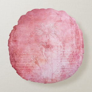 Coussins Ronds Texture vintage scrapbook rose