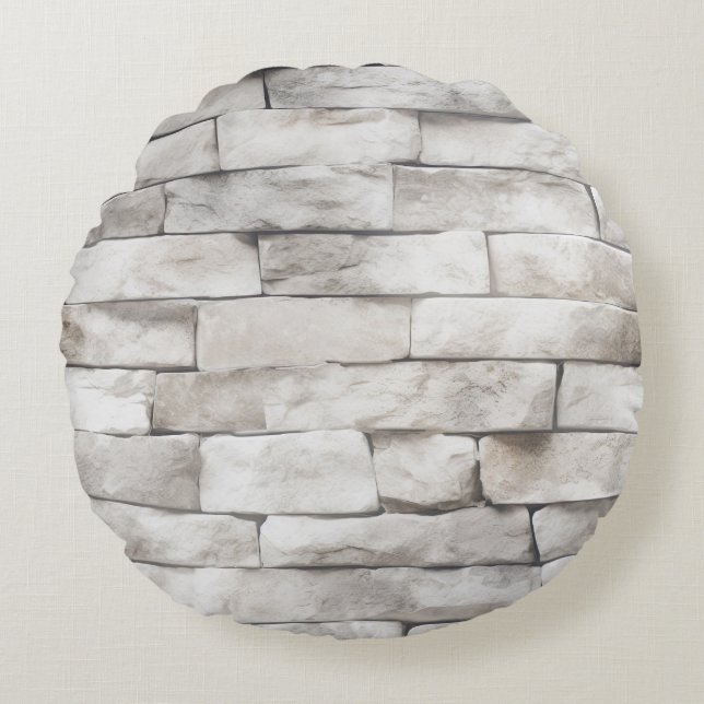 Coussins Ronds Textures de pierre blanche Design Series 6 (Devant)