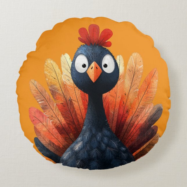 Coussins Ronds Thanksgiving Theme Them Pillow avec la Turquie (Devant)