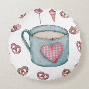 Coussins Ronds Thé & Snack Temps Jeter Oreiller