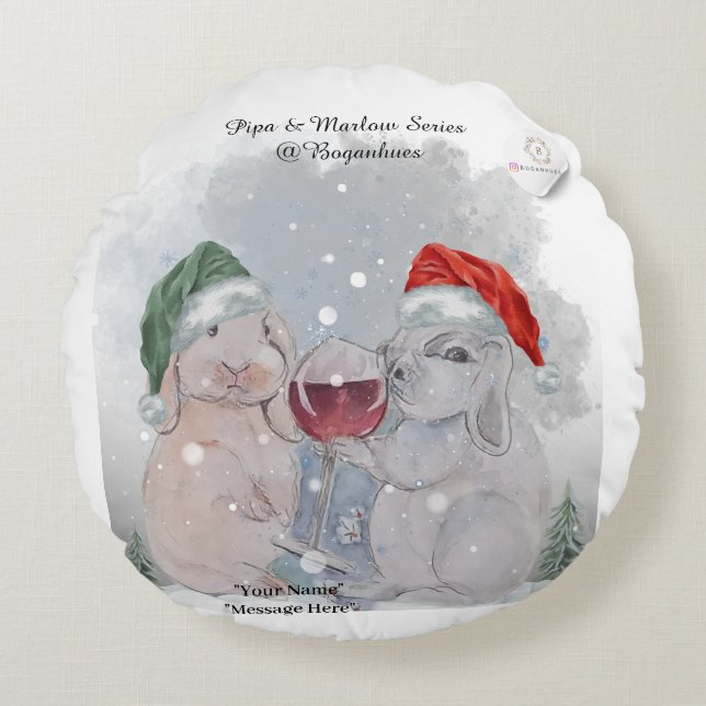 Coussins Ronds Thème de Noël Pipa & Marlow impression (Devant)