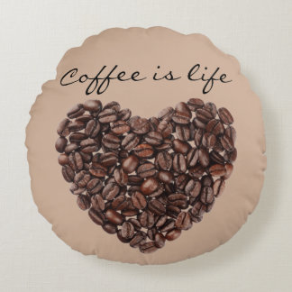 Coussins Ronds Thème des fèves de café