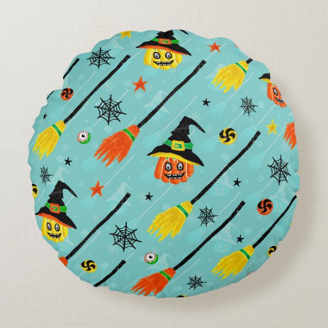 Coussins Ronds Thème Halloween Witchen sans couture (Devant)