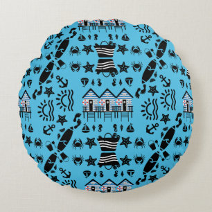 Coussins Ronds Thème Original Sable de Plage et Mer