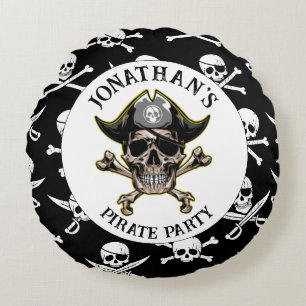 Coussins Ronds Thème pirate Parti Skull Adulte.Croix Bones
