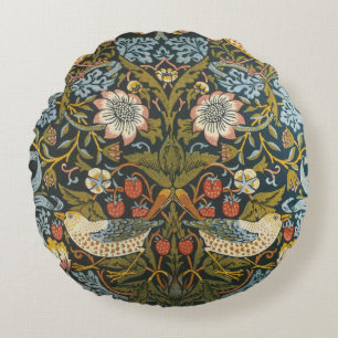 Coussins Ronds Thierry de fraises par William Morris, Art Vintage