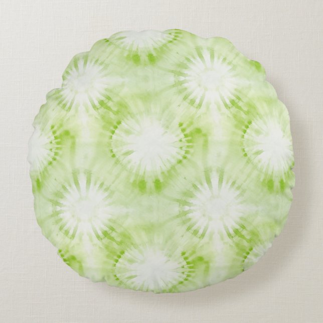 Coussins Ronds Tie-Dye Vert Citron Menthe (Devant)