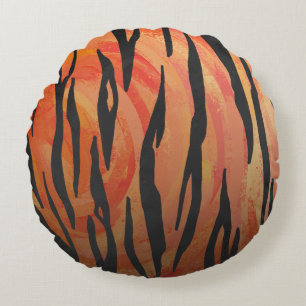 Coussins Ronds Tiger chaud orange et noir