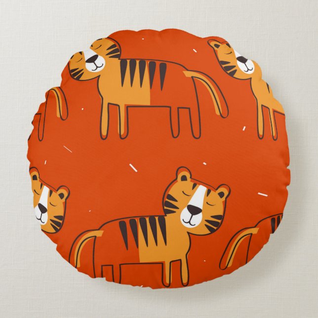 Coussins Ronds Tigers, hand drawn backdrop. Colorful seamless pat (Devant)