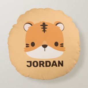 Coussins Ronds Tigre mignon avec nom personnalisé