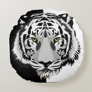 Coussins Ronds Tigre noir et blanc