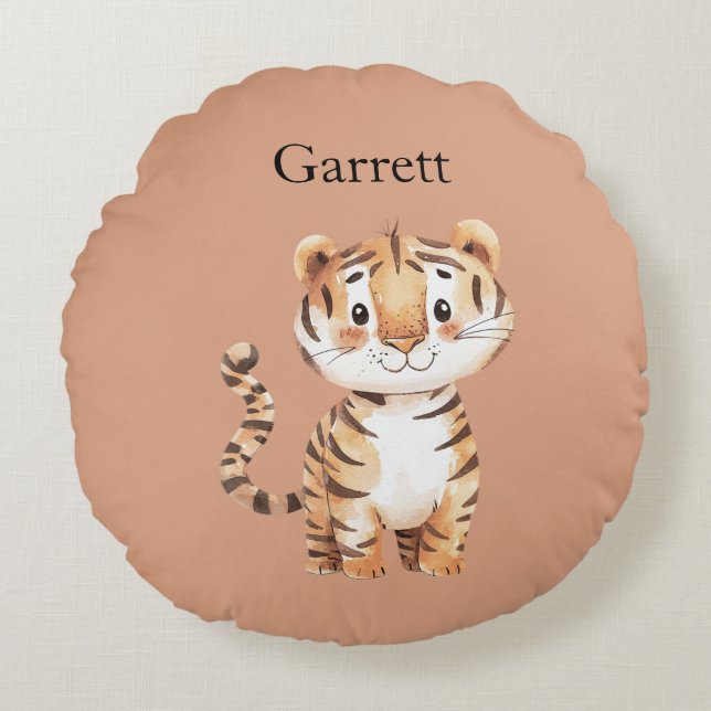 Coussins Ronds Tigre orange mignon (Devant)