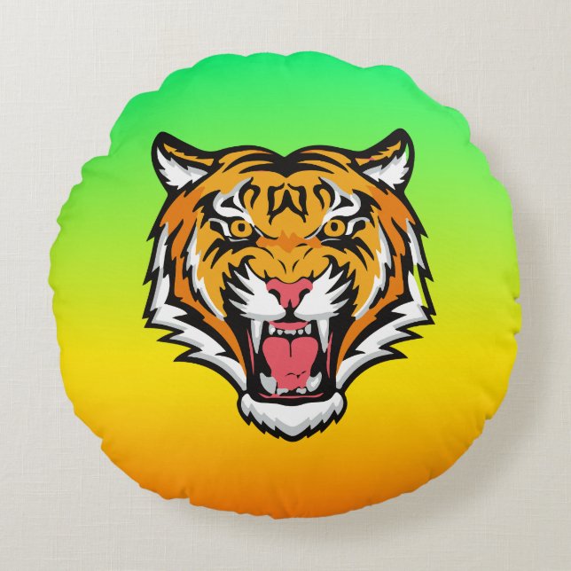 Coussins Ronds Tigre torche tête-25818 (Devant)