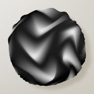 Coussins Ronds Tissage Abstrait en noir et blanc