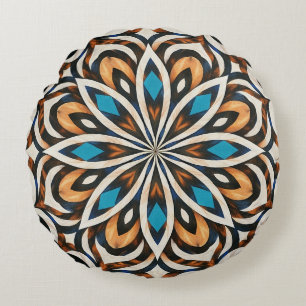 Coussins Ronds Tissage de mandala de fleurs 